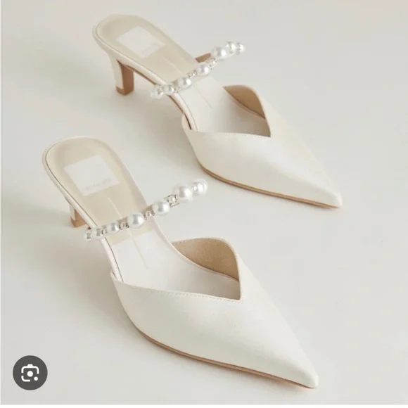Dolce Vita Cream Kanika Pearl Kitten Heel Mule Pump size 7 - Picture 3 of 12